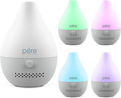 Pure Enrichment PureSpa Drop USB Aroma Diffuser - Waterless Essential Oil Fan Diffuser with 3 Reusable Scent Pads, USB Power Cable, and Color-Changing Mood Light - Ideal for Travel and Small Spaces