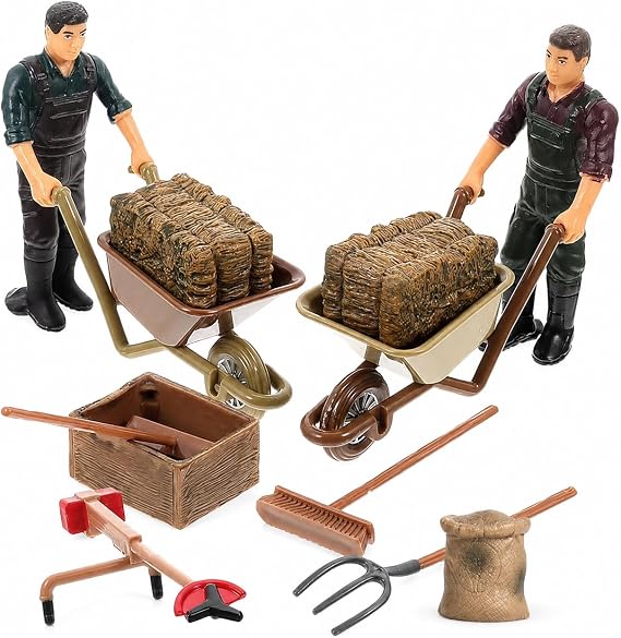 Garneck 12pcs Miniature Farm Accessories Set: Farmer Model Playset Realistic Farm Scene Figures Mini Tools for Kids Toddlers Pretend Play Diorama Garden Farmhouse Display