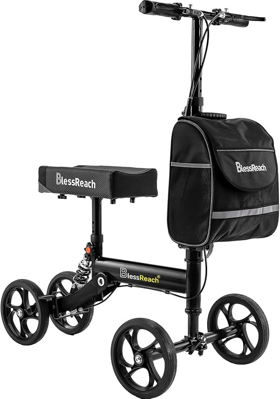 BlessReach Knee Scooter for Adults for Foot Injuries, 8'' Rubber Wheels