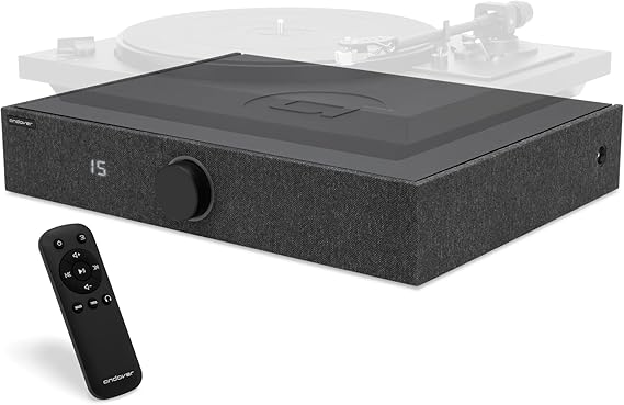 Andover Audio Spinbase 2 Speaker System Designed for Turntables; Phono Input, BT, Analog and Optical Input, ISOGroove Anti-Feedback, with Remote Control (Black) | Phono Input, BT, Analog and Optical Input, ISOGroove Anti-Feedback Technology, Under Turntable Speaker, Remote Control