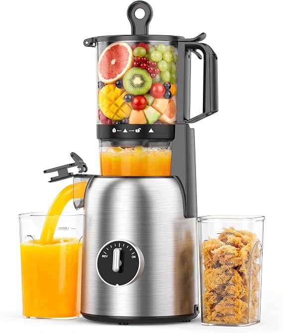 Cold Press Juicer Machine, 5.4" Large Feed Chute Slow Masticating Extractor