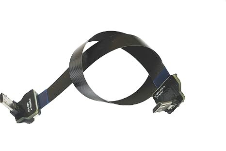 Black FFC Micro USB FPV Flat Slim Thin Ribbon FPC Cable Micro USB 90 Degree Angle to Micro USB 90 UP for sync and Charging (20CM)