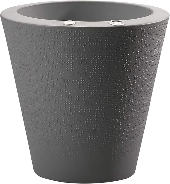 Crescent Garden Dot TruDrop Planter, Self-Watering Plant Pot, 26-Inch (Slate)
