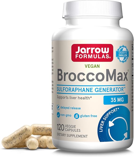 Jarrow Formulas BroccoMax Sulforaphane Generator 35 mg, Sulforaphane Glucosinolate & Myrosinase, Broccoli Seed Supplement for LiverHealth Support, 120 Delayed Release Veggie Capsules, 60 Day Supply