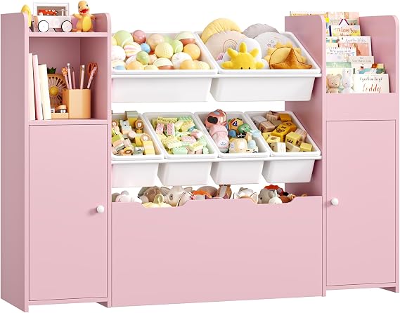 FOREHILL Toy Storage Unit Kids Bookshelf with 1 Large Drawer with Castors