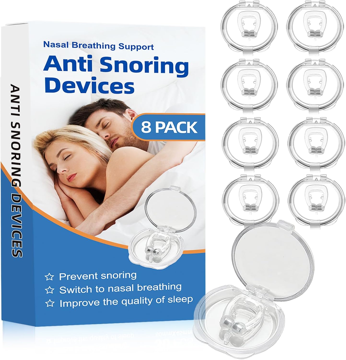 Anti Snoring Devices8 Pack,Silicone Magnetic Stop Snoring Solution,Snoring Devices for Men and Women,254 Inch