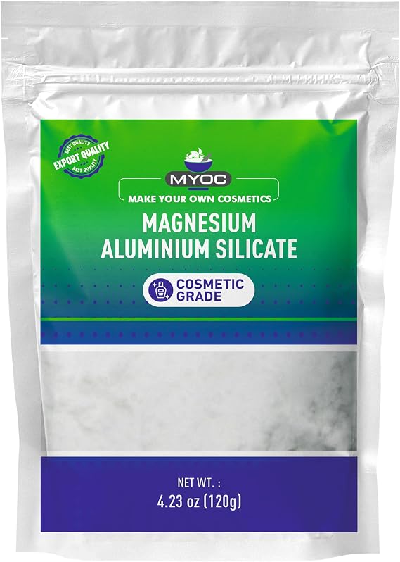 Magnesium Aluminium Silicate Powder 120 g / 4.3 oz - Cosmetic Grade Thickening Stabilizing & Suspension Agent for Skincare Haircare & DIY Formulations