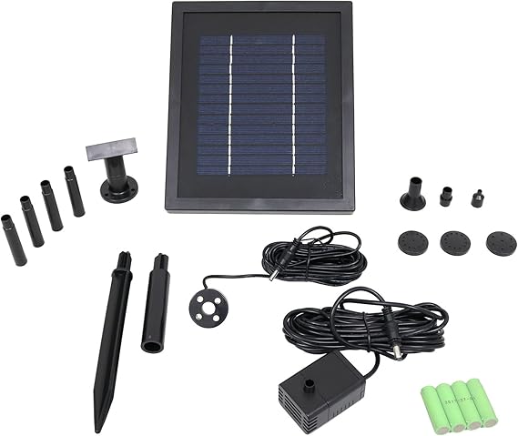 Sunnydaze 65 GPH Solar Pump and Panel Kit with Battery Pack and LED Light - Pool and Fountain Pump - 47-Inch Lift