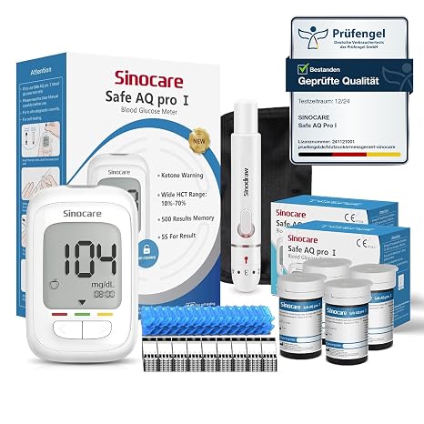 Sinocare Blood Glucose Monitor Set with Test Strips 100 (Safe AQ Pro I)