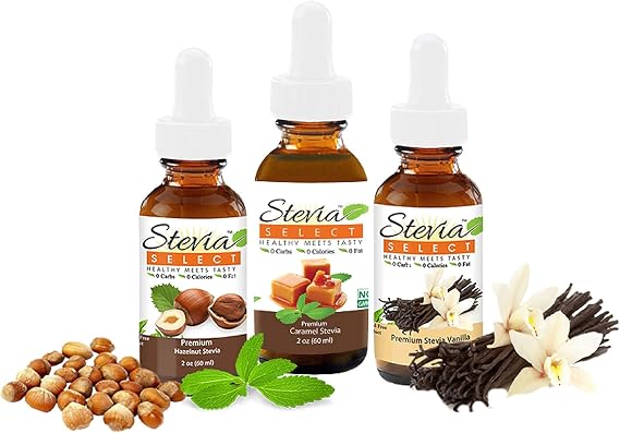 Stevia Select Stevia Drops Caramel, Hazelnut, Vanilla Keto Coffee Sugar-Free Flavors Bundle Pack (3) Stevia Flavor 2 Oz.