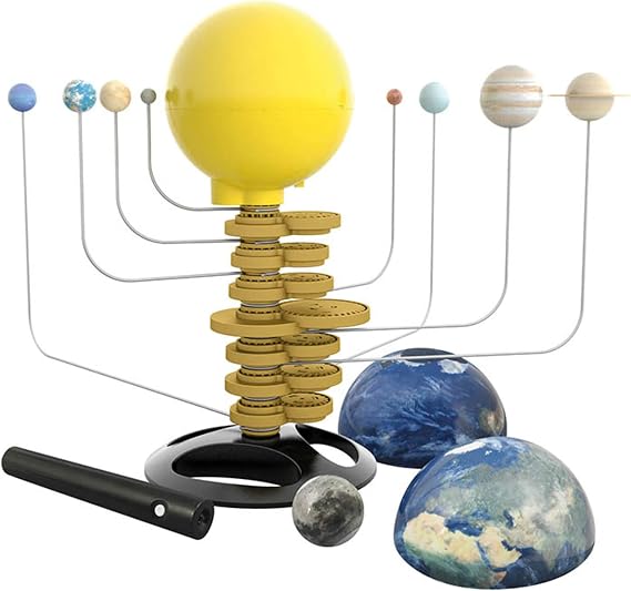 Buki Solar System for Kids – 2-in-1 Space Toy with Light-Up Rotating Sun & Planets Solar System Model – STEM Learning Kit with Torch to Recreate Eclipses – Science Toy Age 8+