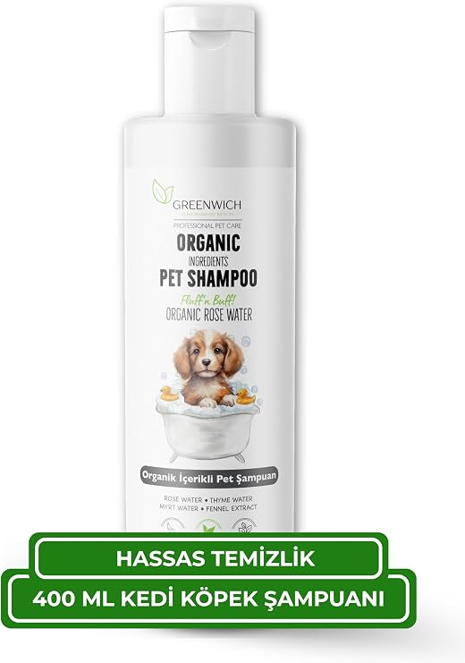 Greenwich Kedi ve Köpek Şampuanı 400 ml – Doğal İçerikli Vegan Şampuan | Günlük Tüy Bakımı, Nazik Temizlik ve Ekonomik Boy