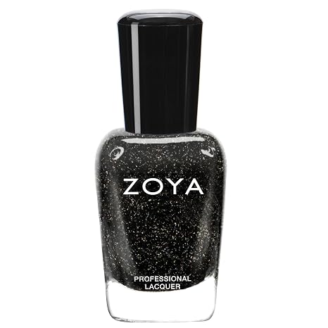 ZOYA Storm Nail Polish, Holiday Black Polish with Diamond Holographic Glitter, Neutral-Tone Sparkling Statement Color, Big10Free Vegan, 0.5 fl oz