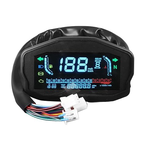Motorcycle Digital Speedometer, Motorcycle Instrument Cluster Speedometer Tachometer LCDWater Temperature Oil Level Meter, Gauge Cluster