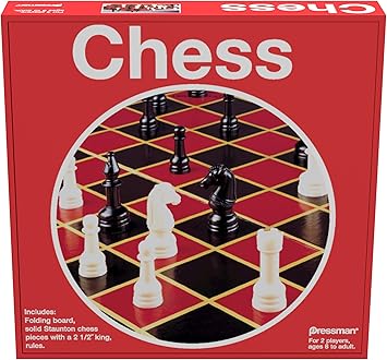 Pressman Toy Chess in Box, Red, 5"