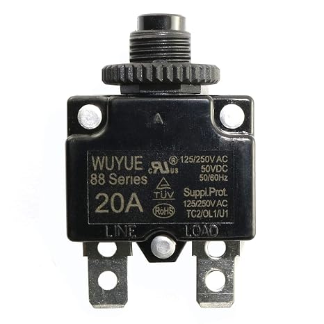 1-Pack Thermal Switch Circuit Breaker Overload Protector 20A Mini Size Push Reset Button Switch