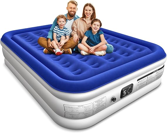 Xsleep Queen Air Mattress with Built in Pump Luxurious Comfort 16" Raised Inflatable Mattress Queen Airbed Blow Up Mattress for Home Guests 80"*60"*16" Air Bed 3 Mins Fast Inflate/Deflate 660 lbs Max