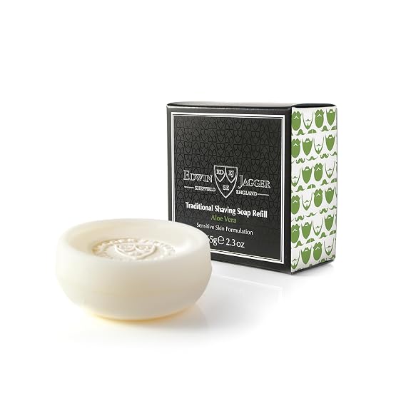 Edwin Jagger SSAV Aloe Vera 99.9% Natural Traditional Shaving Soap 2.3 oz Refill