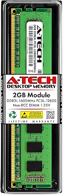 A-Tech 2GB RAM Replacement for CT25664BD160B | DDR3DDR3L 1600MHz PC3L-12800 PC3-12800 CL11 UDIMM 1.35V Non-ECC DIMM 240-Pin Desktop Memory Module
