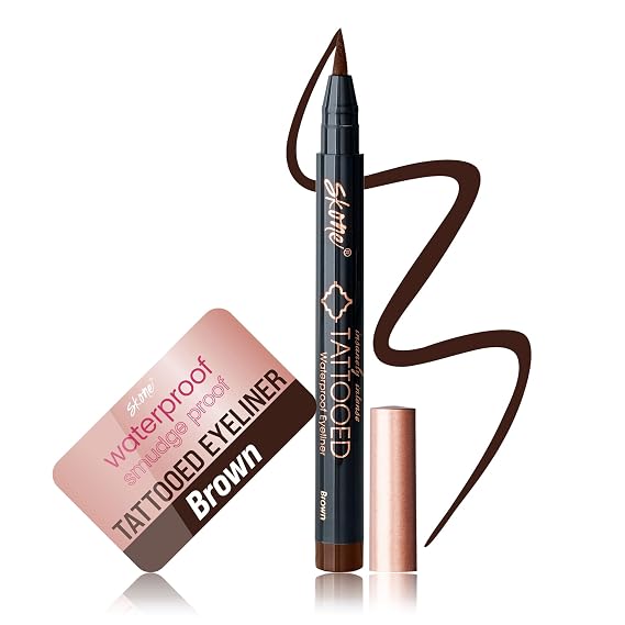 Skone Tattooed Liquid Eyeliner Pen, Waterproof Felt Tip, Brown