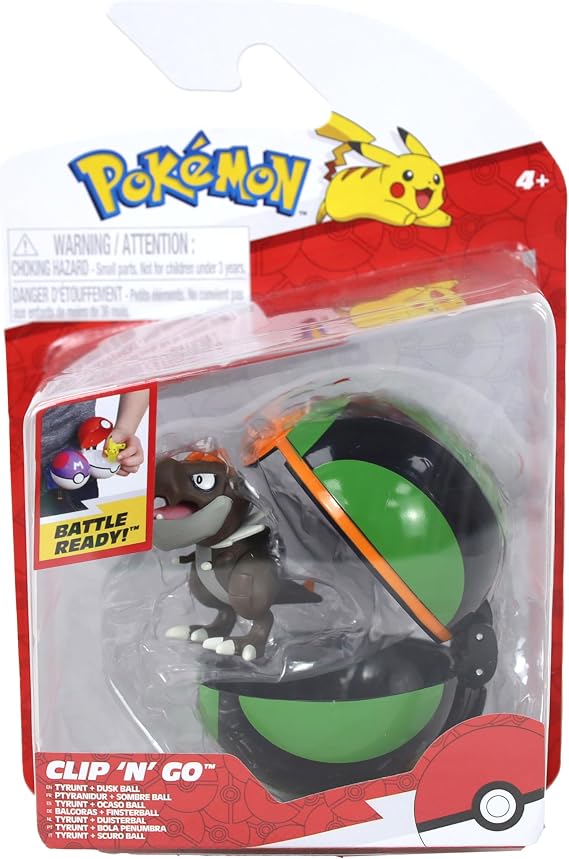 Pokemon Clip N Go Tyrunt and Dusk Ball - Includes 2-Inch Battle Figure and Dusk Ball Accessory