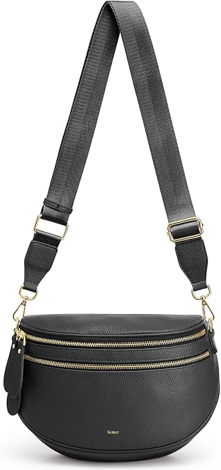 Kattee Spacious Leather Bum Bag for Women with RFID Blocking | Top grain pebbled leather with roomy storage, a wide adjustable strap and hands-free everyday comfort.