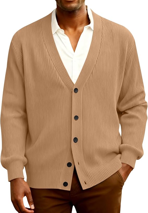 Men's Cardigan Sweaters with Button Lightweight Business Knitted Sweater
