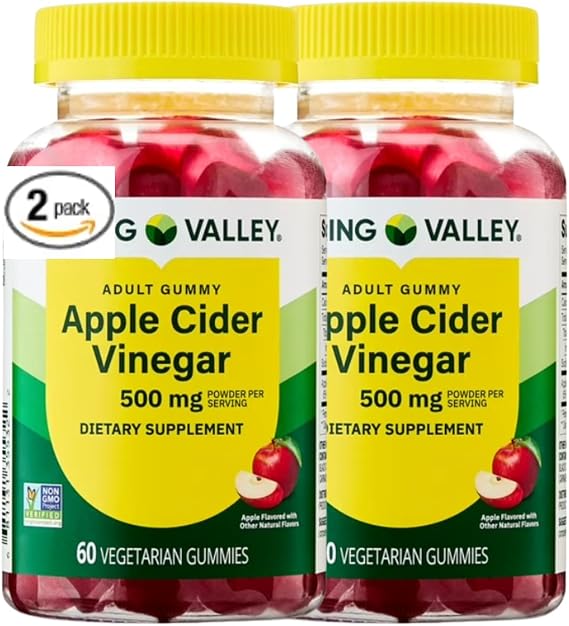 Apple Cider Vinegar Vegetarian Gummies, 500 mg, 60 Count (Pack of 2)