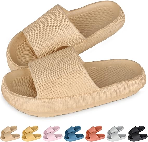 Cloud Sliders for Women and Men - Super Soft Pillow Slippers, Open-Toe Sandals for Shower, Pool, Summer, Indoor &amp; Outdoor
