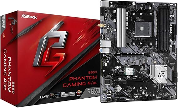 ASRock B550 Phantom Gaming 4 AC Supports 3rd Gen AMD AM4 RyzenTM / Future AMD RyzenTM Processors Motherboard