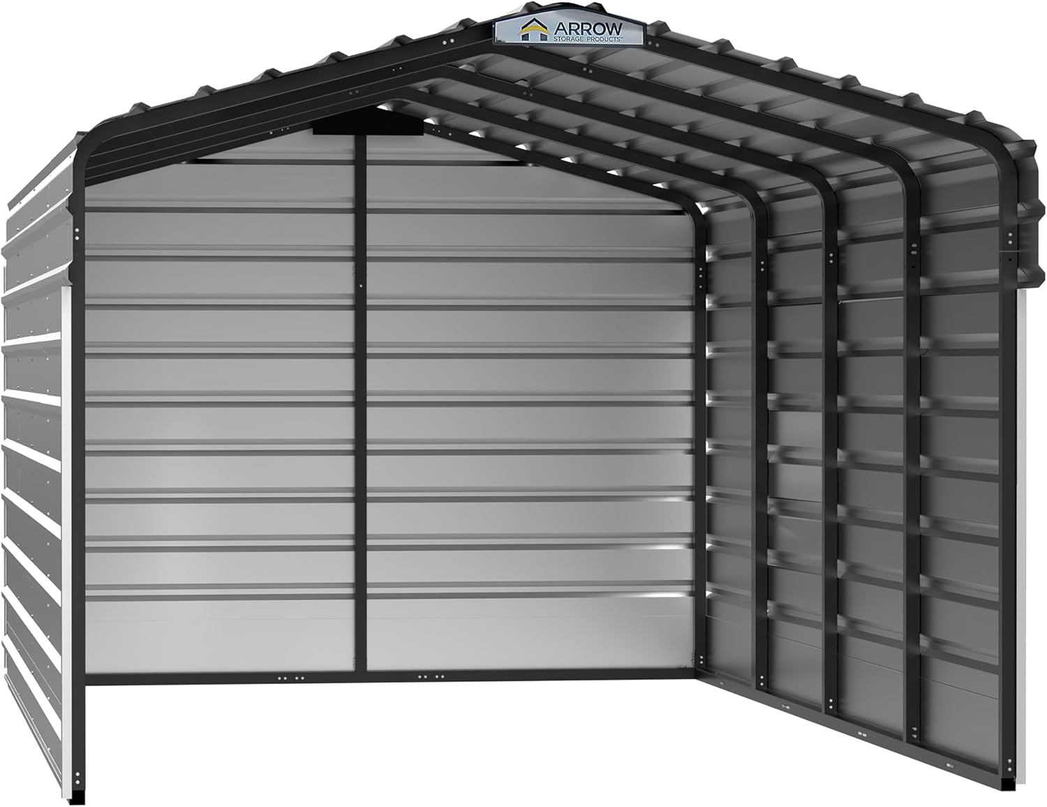 Arrow 10 x 20 x 7 All-Weather Galvanized Steel Carport with 3 Wall Kits, Multipurpose Heavy-Duty Outdoor Garage Carport Canopy, Eggshell
