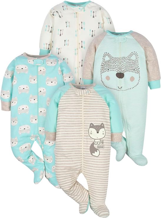 Gerber baby-boys 4 Pack Sleep 'N Play Footie