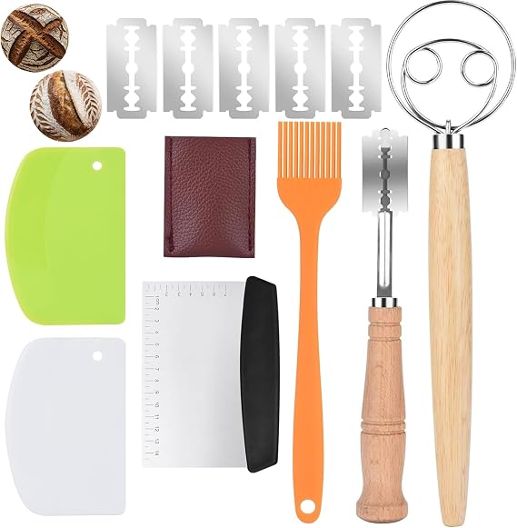Sourdough Bread Baking Tool Set -Danish Dough Whisk Set of 6 Pieces