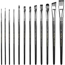 12Pcs Face Paint Brush Set, Artist Paint Brush Face Painting Brushes for Acrylic Painting Watercolor Oil Gouache Facepaint Brushes for Halloween Cosplay Party Makeup Canvas Fabric Arts Crafts