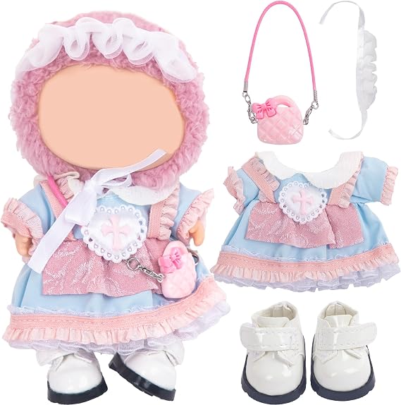 Used for Labubu Doll Outfit Clothes Designer Set,Compatible with Labubu Clothe Accessories for Doll (Pink - Heart-Shaped Dress)