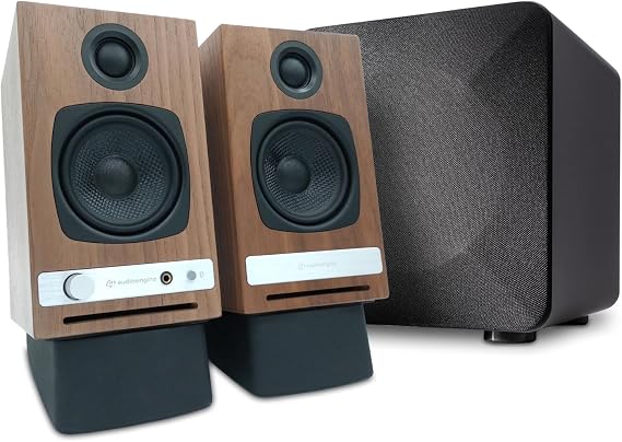 Audioengine A2 HD (HD3) Walnut with S6 Subwoofer and DS1 Stands