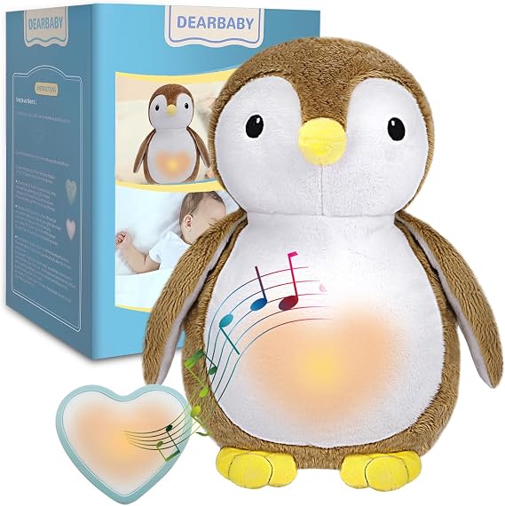 DEARBABY Baby Sleep Soother,Baby Registry Search Baby Soother Cry Baby Shower Gifts Auto Off Timer,Heartbeat Penguin Help Kids Go to Sleep Faster,Mother's Day Gifts