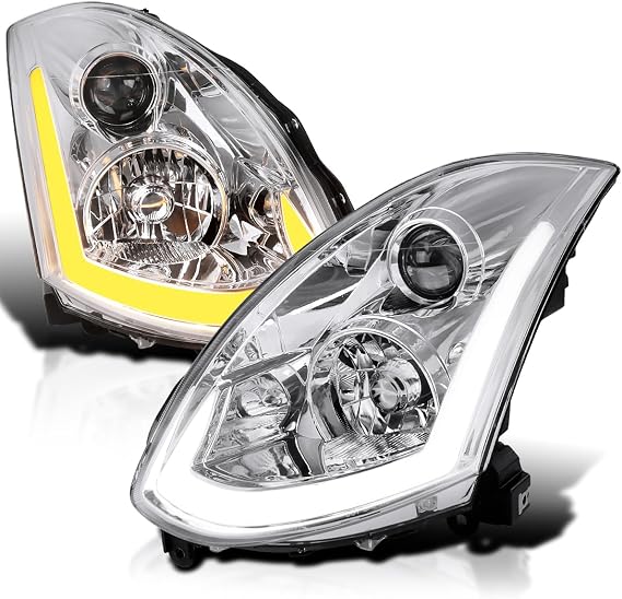 SPEC-D TUNING Chrome Projector Headlights w/Sequential LED Strip