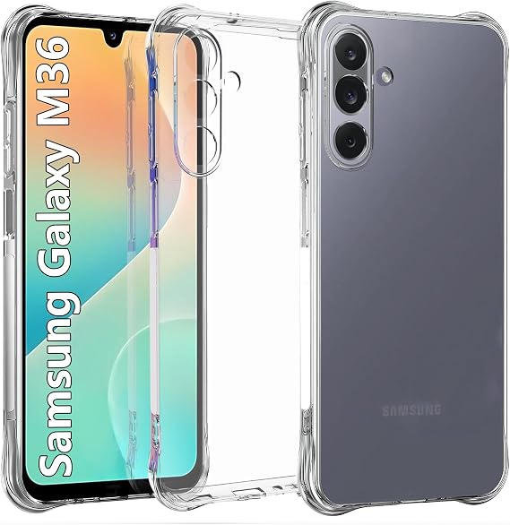 USTIYA Case for Samsung Galaxy M36 5G Clear TPU Four Corners Military-Grade Protection Cover Transparent Soft funda