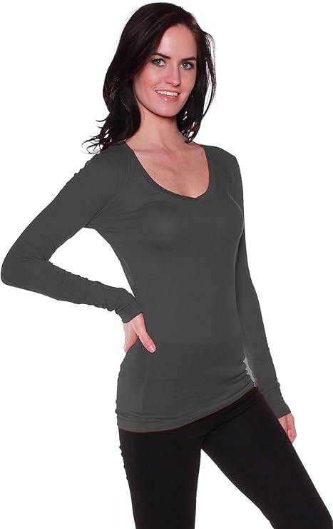 Active Basic Women's Basic Long Sleeve V-Neck Tee