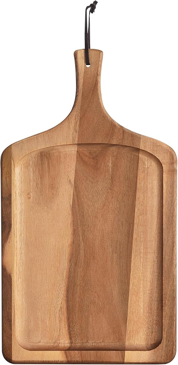 Acacia Wood Cutting Board with Handle, Kitchen Decor, 17.7" X 9.8"