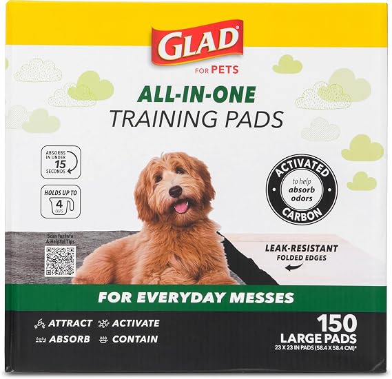 Glad for Pets Black Charcoal Puppy Pads, Large, 150 Count