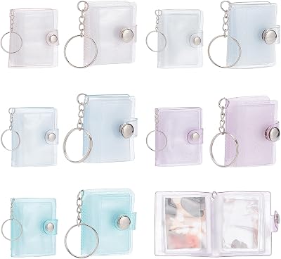 CRASPIRE 10 Pack Mini Photo Album 2 Inch Small Photo Storage 2 Size with Keychain for Cards Picture Mini Film Clear Portable Handed Pocket Holder Women Valentine Gift Wedding Birthday Gifts