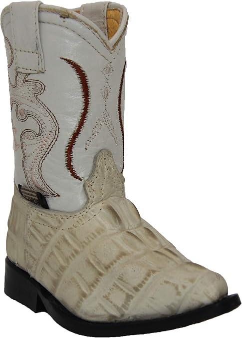 Kids Cowboy Boots Toddlers Western Crocodile Alligator Print Snip Toe Boot