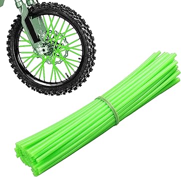 NTHREEAUTO 72PCS Dirt Bike Spoke Skins Covers Motorcycle Wheel Wraps Pipe Universal for 8"-21" Rims Compatible with Harley Honda Yamaha Suzuki Kawasaki Green