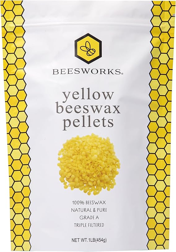 Beesworks Yellow Beeswax Pellets (1 lb) | 100% Pure, Cosmetic Grade, Triple-Filtered Beeswax for DIY Skin Care, Lip Balm, Lotion, and Candle Making