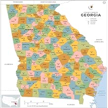 Georgia County Map - Laminated 36 W x 36 H