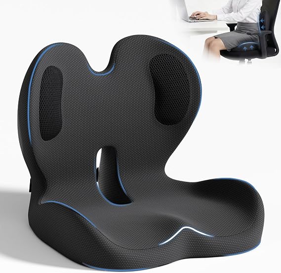 Ergonomic Seat Cushion with Lumbar Support Pillow for Office and Car