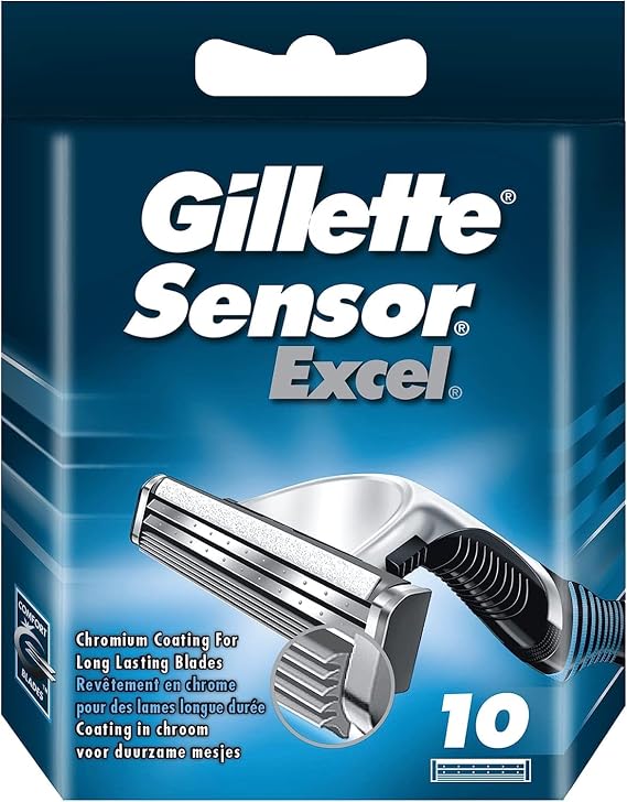 Gillette Sensor Excel Shaving Cartridges for Men Quantity: 10 (Packaging May Vary)