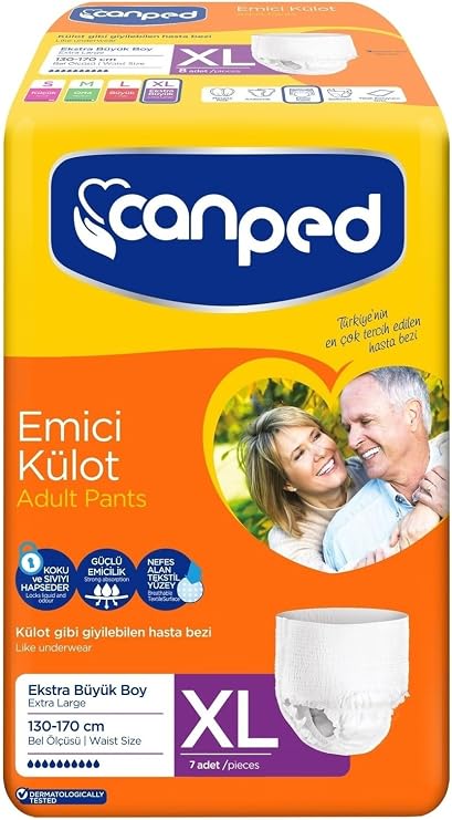 Canped Emici Külot Hasta Bezi, XL Extra Large, 130-170 cm Bel Ölçüsü, 7 Adet